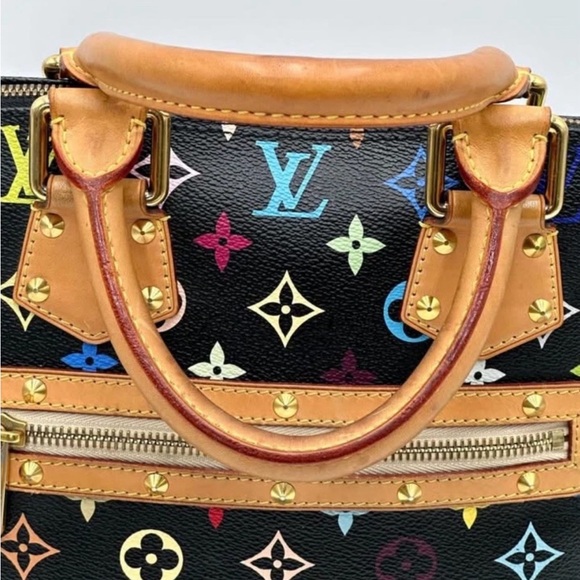 Louis Vuitton Murakami Alma PM Black Multicolor Satchel with Lock & Key Genuine - Picture 3 of 16